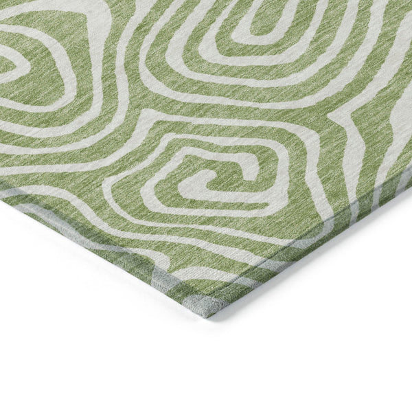 Homeroots 3' Artichoke Green Abstract Washable Area Rug For Indoor And Outdoor Spaces - Durable And Stylish 10' X 14' Polyester 598943