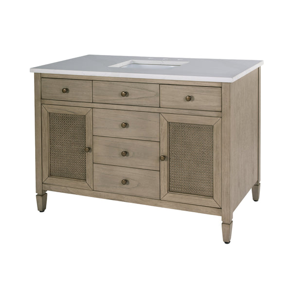 Butler Flagstaff 48" Single Sink Bathroom Vanity - Elegant Beige Wood & Quartz Design for Modern Spaces