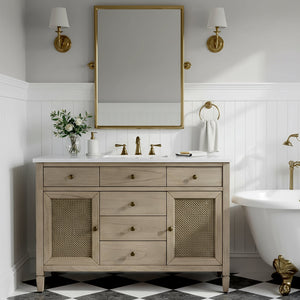 Butler Flagstaff 48" Single Sink Bathroom Vanity - Elegant Beige Wood & Quartz Design for Modern Spaces