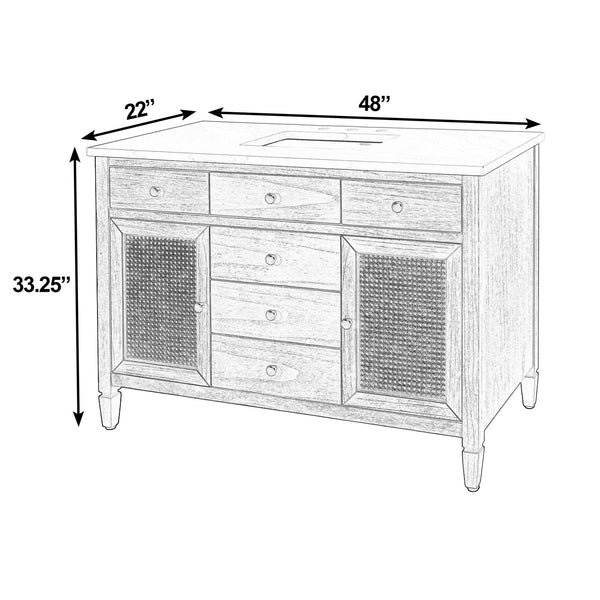 Butler Flagstaff 48" Single Sink Bathroom Vanity - Elegant Beige Wood & Quartz Design for Modern Spaces