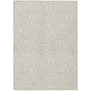 HomeRoots 5' Stylish Beige and Linen Abstract Washable Rug for Indoor and Outdoor Use – Durable and Versatile 5' X 8' 598945