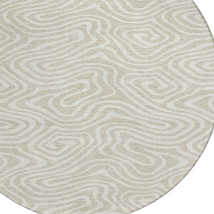 Homeroots 3' Artichoke Green Abstract Washable Area Rug For Indoor And Outdoor Spaces - Durable And Stylish 8' Round Polyester 598946