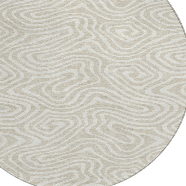 Homeroots 3' Artichoke Green Abstract Washable Area Rug For Indoor And Outdoor Spaces - Durable And Stylish 8' Round Polyester 598946