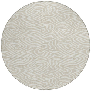 Homeroots 3' Artichoke Green Abstract Washable Area Rug For Indoor And Outdoor Spaces - Durable And Stylish 8' Round Polyester 598946