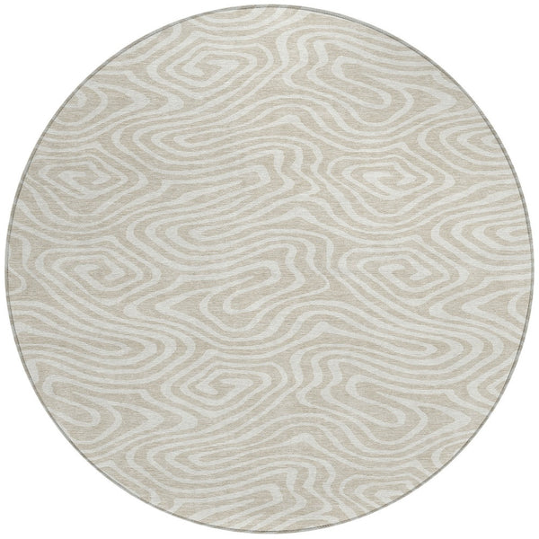 Homeroots 3' Artichoke Green Abstract Washable Area Rug For Indoor And Outdoor Spaces - Durable And Stylish 8' Round Polyester 598946