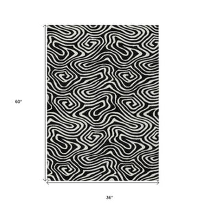 Homeroots 3' Artichoke Green Abstract Washable Area Rug For Indoor And Outdoor Spaces - Durable And Stylish 3' X 5' Polyester 598950