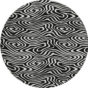 Homeroots 3' Artichoke Green Abstract Washable Area Rug For Indoor And Outdoor Spaces - Durable And Stylish 8' Round Polyester 598952