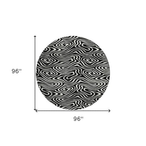 Homeroots 3' Artichoke Green Abstract Washable Area Rug For Indoor And Outdoor Spaces - Durable And Stylish 8' Round Polyester 598952