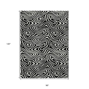 Homeroots 3' Artichoke Green Abstract Washable Area Rug For Indoor And Outdoor Spaces - Durable And Stylish 8' X 10' Polyester 598953