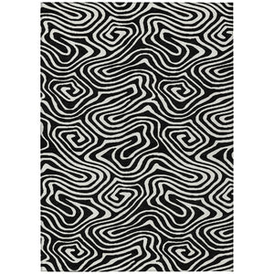 HomeRoots 9' X 12' Black and Ivory Abstract Area Rug - Stylish, Washable, and Durable for Indoor & Outdoor Use 598954