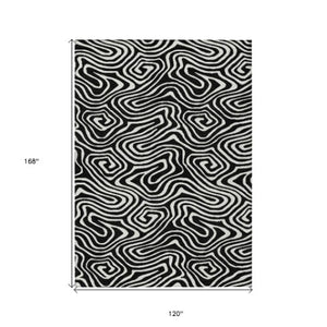 Homeroots 3' Artichoke Green Abstract Washable Area Rug For Indoor And Outdoor Spaces - Durable And Stylish 10' X 14' Polyester 598955