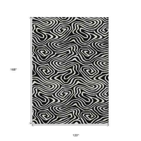 Homeroots 3' Artichoke Green Abstract Washable Area Rug For Indoor And Outdoor Spaces - Durable And Stylish 10' X 14' Polyester 598955