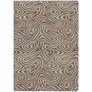 Homeroots 3' Artichoke Green Abstract Washable Area Rug For Indoor And Outdoor Spaces - Durable And Stylish 5' X 8' Polyester 598957