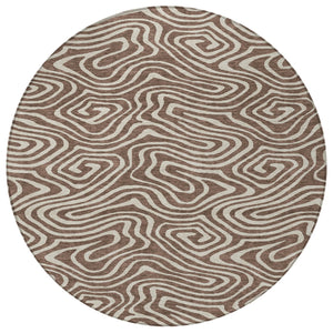 Homeroots 3' Artichoke Green Abstract Washable Area Rug For Indoor And Outdoor Spaces - Durable And Stylish 8' Round Polyester 598958