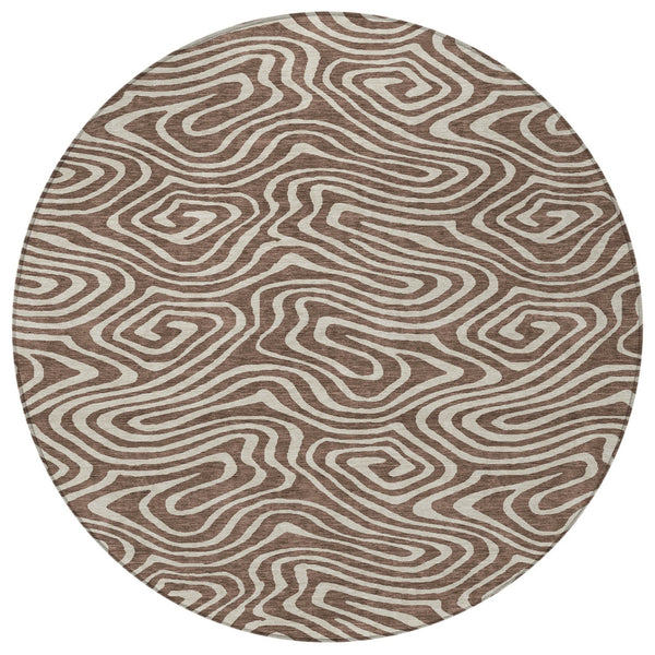 Homeroots 3' Artichoke Green Abstract Washable Area Rug For Indoor And Outdoor Spaces - Durable And Stylish 8' Round Polyester 598958