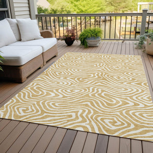 Homeroots 3' Artichoke Green Abstract Washable Area Rug For Indoor And Outdoor Spaces - Durable And Stylish 3' X 5' Polyester 598962