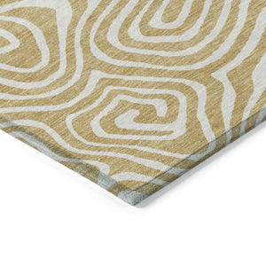 Homeroots 3' Artichoke Green Abstract Washable Area Rug For Indoor And Outdoor Spaces - Durable And Stylish 5' X 8' Polyester 598963