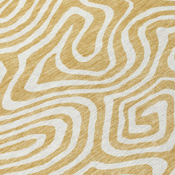 Homeroots 3' Artichoke Green Abstract Washable Area Rug For Indoor And Outdoor Spaces - Durable And Stylish 5' X 8' Polyester 598963