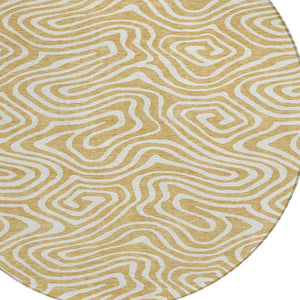 Homeroots 3' Artichoke Green Abstract Washable Area Rug For Indoor And Outdoor Spaces - Durable And Stylish 8' Round Polyester 598964