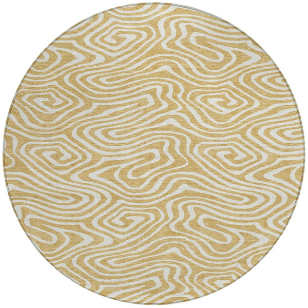 Homeroots 3' Artichoke Green Abstract Washable Area Rug For Indoor And Outdoor Spaces - Durable And Stylish 8' Round Polyester 598964