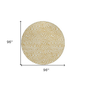 Homeroots 3' Artichoke Green Abstract Washable Area Rug For Indoor And Outdoor Spaces - Durable And Stylish 8' Round Polyester 598964