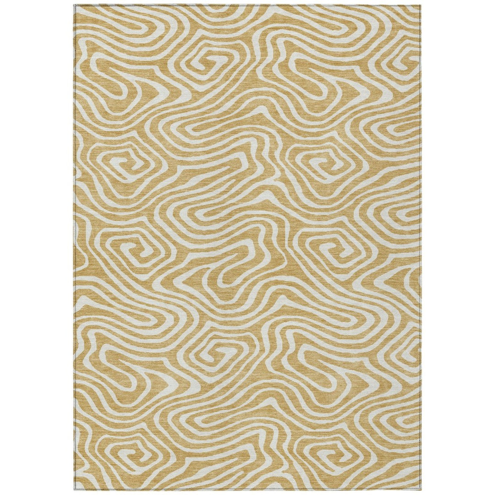 HomeRoots 9' Gold and Beige Abstract Washable Indoor/Outdoor Area Rug – Durable, Stylish, Pet-Friendly Design! 598966