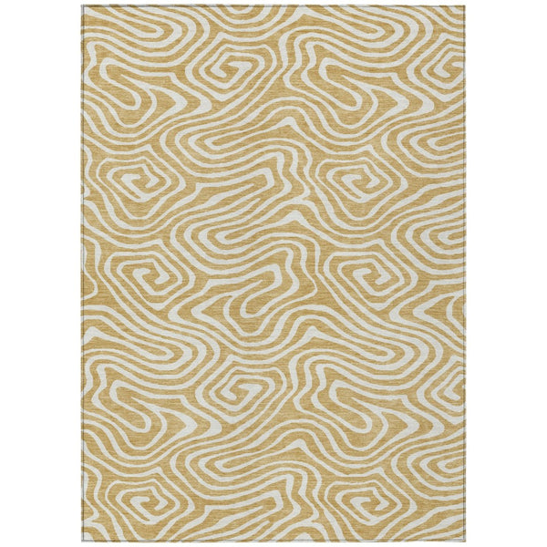 HomeRoots 5' Gold and Beige Abstract Area Rug - Stylish, Durable, Machine-Washable for Indoor or Outdoor Use 10' X 14' 598967