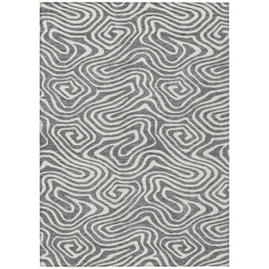 HomeRoots 5' Gray and Ivory Abstract Area Rug – Stylish, Washable, Stain-Resistant for Indoor and Outdoor Use 5' X 8' 598969