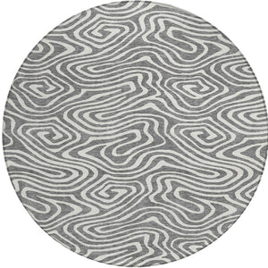 Homeroots 3' Artichoke Green Abstract Washable Area Rug For Indoor And Outdoor Spaces - Durable And Stylish 8' Round Polyester 598970