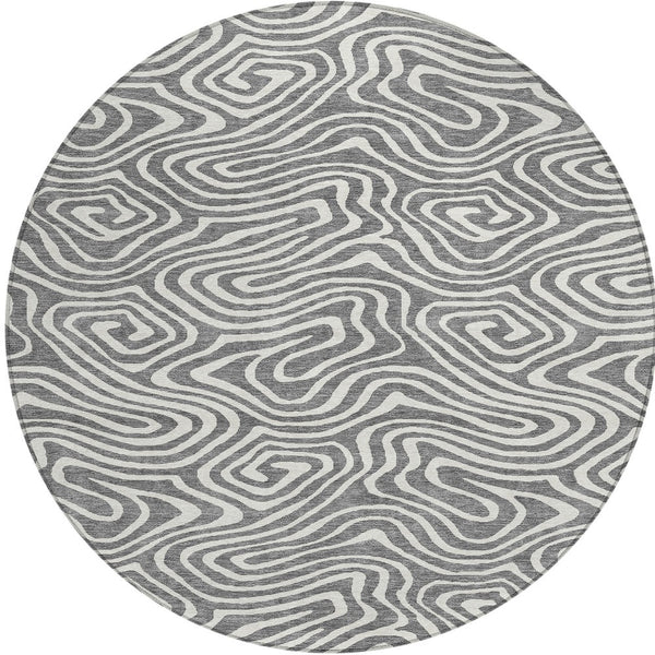Homeroots 3' Artichoke Green Abstract Washable Area Rug For Indoor And Outdoor Spaces - Durable And Stylish 8' Round Polyester 598970