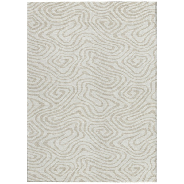 Homeroots 3' Artichoke Green Abstract Washable Area Rug For Indoor And Outdoor Spaces - Durable And Stylish 3' X 5' Polyester 598974