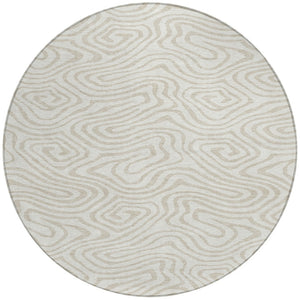 Homeroots 3' Artichoke Green Abstract Washable Area Rug For Indoor And Outdoor Spaces - Durable And Stylish 8' Round Polyester 598976