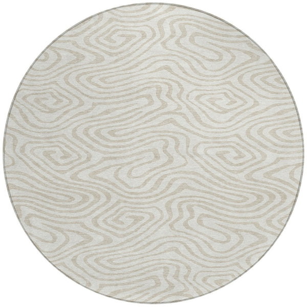 Homeroots 3' Artichoke Green Abstract Washable Area Rug For Indoor And Outdoor Spaces - Durable And Stylish 8' Round Polyester 598976