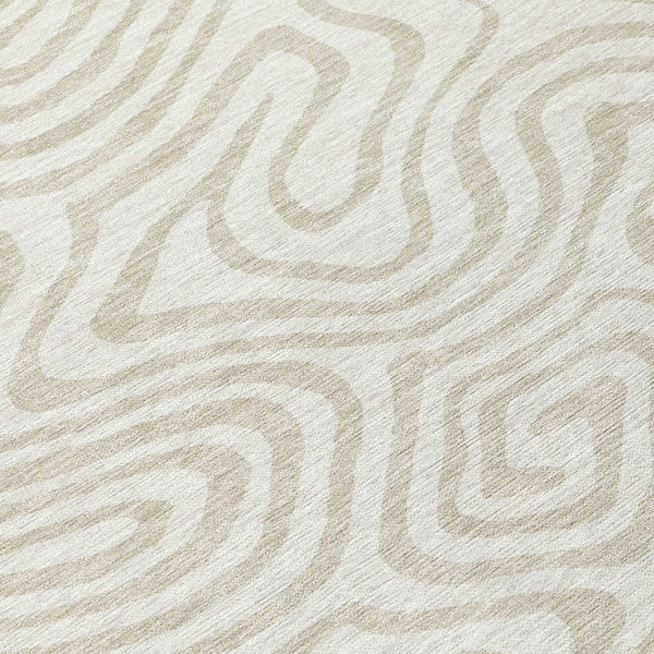 Homeroots 3' Artichoke Green Abstract Washable Area Rug For Indoor And Outdoor Spaces - Durable And Stylish 8' Round Polyester 598976