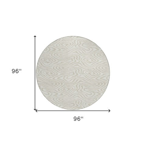 Homeroots 3' Artichoke Green Abstract Washable Area Rug For Indoor And Outdoor Spaces - Durable And Stylish 8' Round Polyester 598976