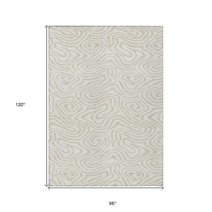 Homeroots 3' Artichoke Green Abstract Washable Area Rug For Indoor And Outdoor Spaces - Durable And Stylish 8' X 10' Polyester 598977