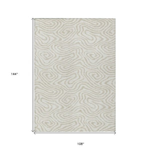 Homeroots 3' Artichoke Green Abstract Washable Area Rug For Indoor And Outdoor Spaces - Durable And Stylish 9' X 12' Polyester 598978