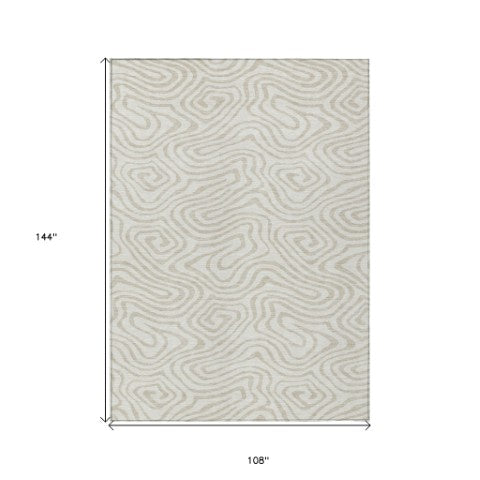 Homeroots 3' Artichoke Green Abstract Washable Area Rug For Indoor And Outdoor Spaces - Durable And Stylish 9' X 12' Polyester 598978