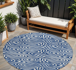 Homeroots 3' Artichoke Green Abstract Washable Area Rug For Indoor And Outdoor Spaces - Durable And Stylish 8' Round Polyester 598982