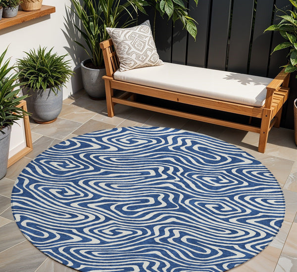 Homeroots 3' Artichoke Green Abstract Washable Area Rug For Indoor And Outdoor Spaces - Durable And Stylish 8' Round Polyester 598982