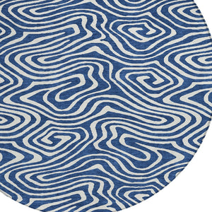 Homeroots 3' Artichoke Green Abstract Washable Area Rug For Indoor And Outdoor Spaces - Durable And Stylish 8' Round Polyester 598982