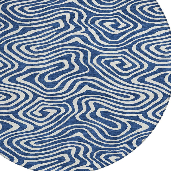 Homeroots 3' Artichoke Green Abstract Washable Area Rug For Indoor And Outdoor Spaces - Durable And Stylish 8' Round Polyester 598982