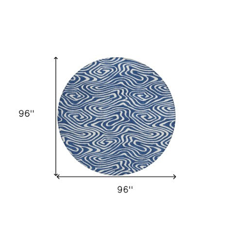 Homeroots 3' Artichoke Green Abstract Washable Area Rug For Indoor And Outdoor Spaces - Durable And Stylish 8' Round Polyester 598982