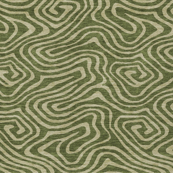 Homeroots 3' Artichoke Green Abstract Washable Area Rug For Indoor And Outdoor Spaces - Durable And Stylish 3' X 5' Polyester 598986