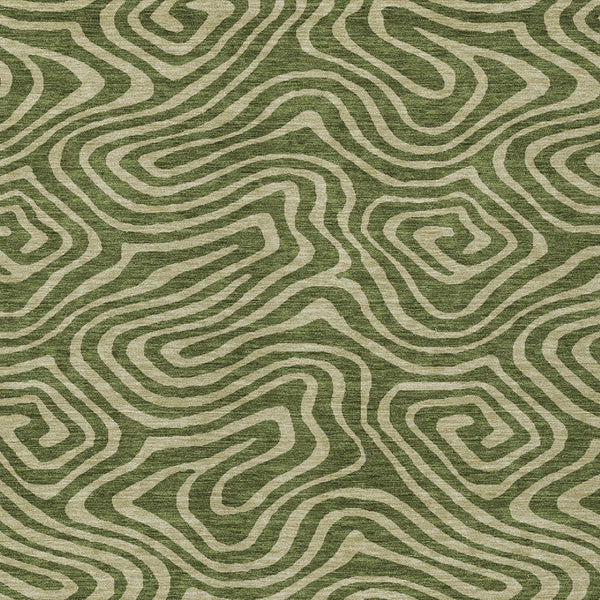 Homeroots 3' Artichoke Green Abstract Washable Area Rug For Indoor And Outdoor Spaces - Durable And Stylish 5' X 8' Polyester 598987
