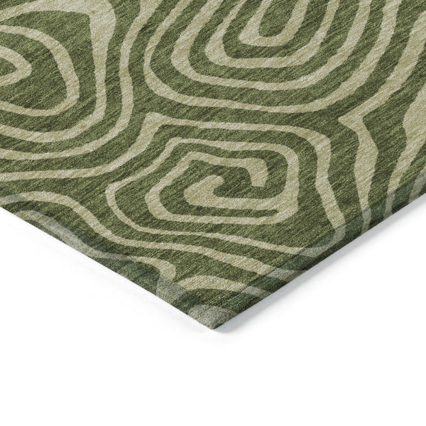 Homeroots 3' Artichoke Green Abstract Washable Area Rug For Indoor And Outdoor Spaces - Durable And Stylish 8' X 10' Polyester 598989
