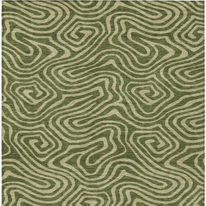 Homeroots 3' Artichoke Green Abstract Washable Area Rug For Indoor And Outdoor Spaces - Durable And Stylish 10' X 14' Polyester 598991