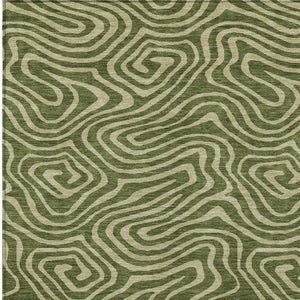 Homeroots 3' Artichoke Green Abstract Washable Area Rug For Indoor And Outdoor Spaces - Durable And Stylish 10' X 14' Polyester 598991