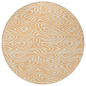 Homeroots 3' Artichoke Green Abstract Washable Area Rug For Indoor And Outdoor Spaces - Durable And Stylish 8' Round Polyester 598994