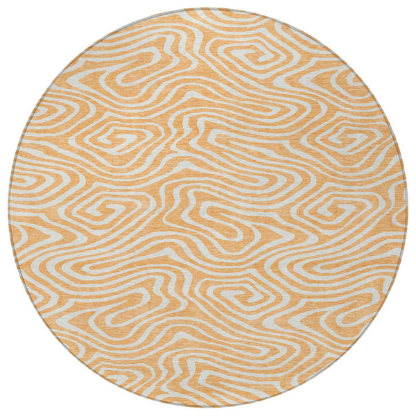 Homeroots 3' Artichoke Green Abstract Washable Area Rug For Indoor And Outdoor Spaces - Durable And Stylish 8' Round Polyester 598994